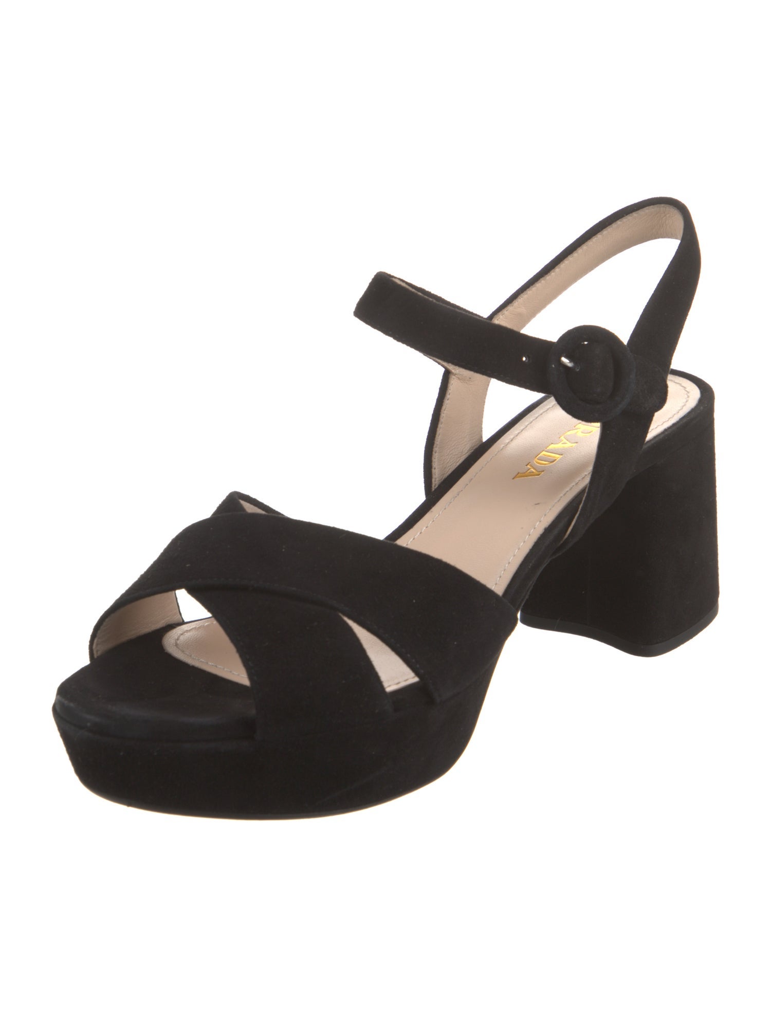 Prada Suede Cutout Accent Sandals